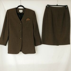 Vintage John Meyer Brown and Black Tweed Skirt Suit Set
